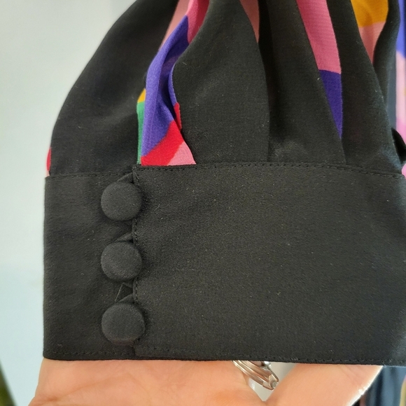 Vintage Albert Nipon womens square neck silk midi dress multicolour pleated 8 - Picture 9 of 14